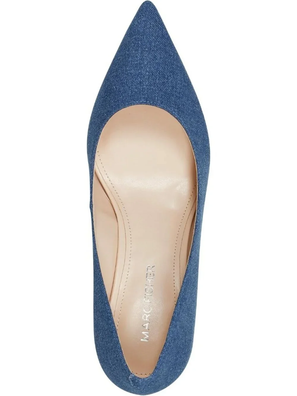Women Blue Denim Modern Pointed Toe Alola Dress Casual Pumps Pull On Heel Shoes